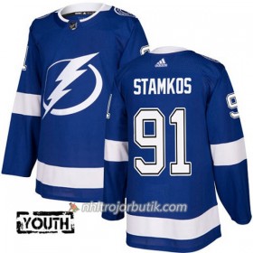 Barn Ishockey Tampa Bay Lightning Tröja Steven Stamkos 91 Adidas 2017-2018 Blå Authentic